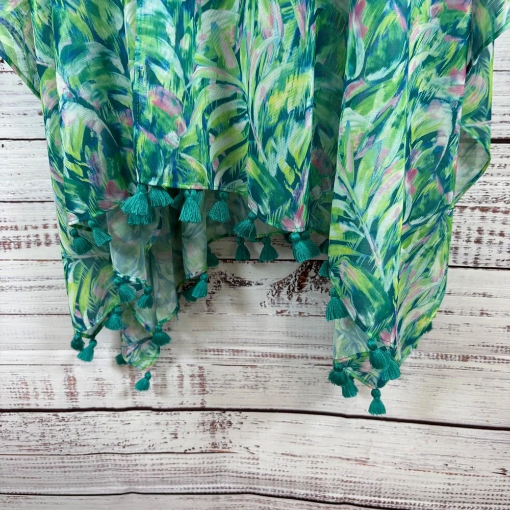 Kim Gravel Beach Green Floral Sheer Coverup